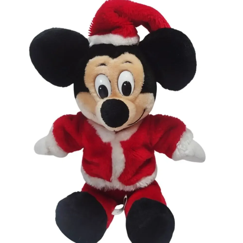 Vintage Disney Parks Santa Mickey Mouse Plush Christmas Holiday Toy